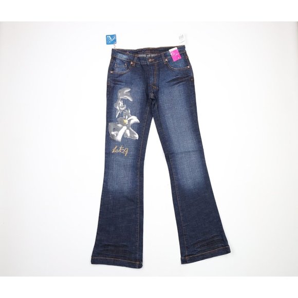 NOS Vintage Y2K Lot 29 Womens Size 5 Looney Tunes Wide Leg Flared Denim Jeans